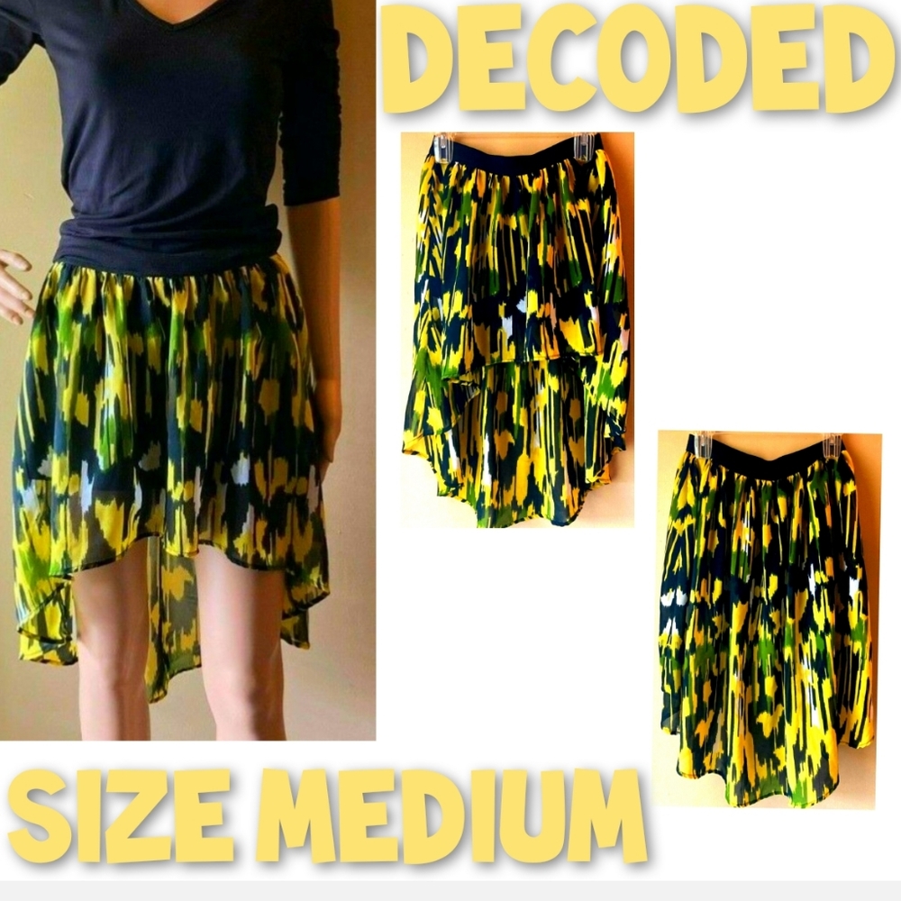 Decoded Skirt Size Medium High Low Hem Stretch Band Waist